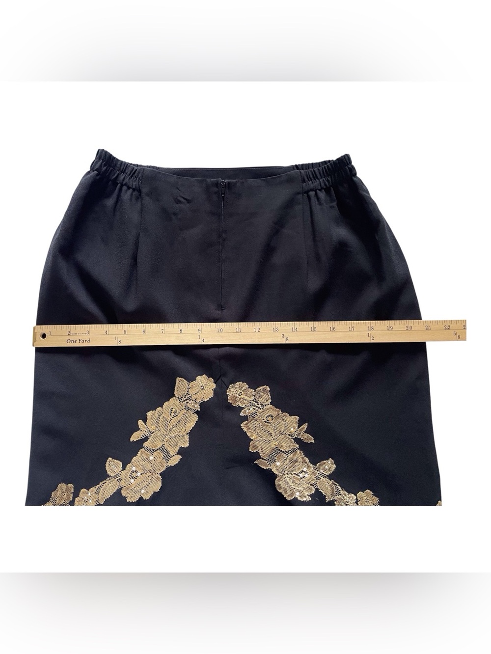Vintage Black Maxi Skirt with Gold Floral Embroidered,12 - Picture 9 of 9